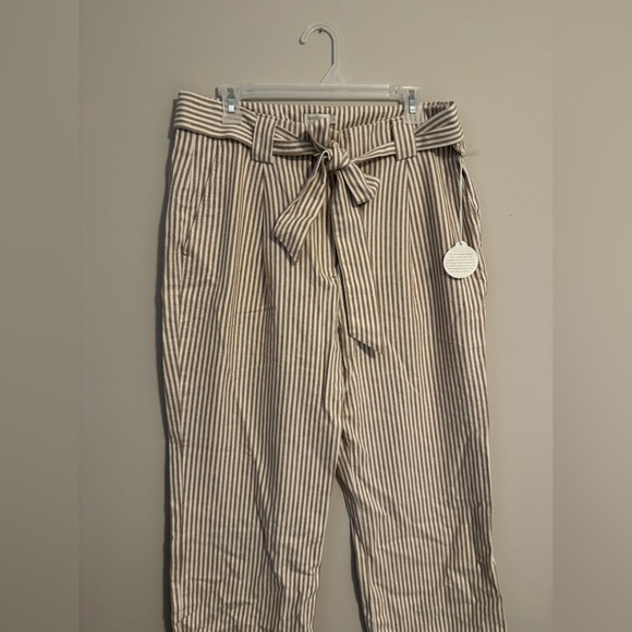 Spartina 449 NWT Lawton Stripe Crop Pant in Tannin Stripe Size 14 - Picture 2 of 10